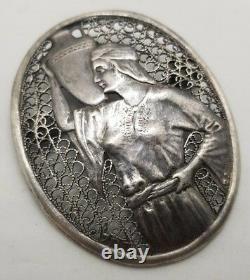 Brooch Sterling 925 Made in Palestine by bezalel filigree Jerusalem rachel vtg