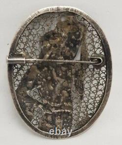 Brooch Sterling 925 Made in Palestine by bezalel filigree Jerusalem rachel vtg