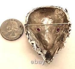 Buffalo Head Sterling Silver Brooch Native American Hand Made Fine Crafting RARE