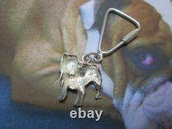 Bulldog keychain made sterling silver 925- artisan product