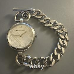 Burberry Waterloo Swiss Sterling Silver Chain Link Toggle Clasp Bracelet Watch