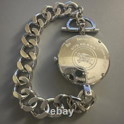 Burberry Waterloo Swiss Sterling Silver Chain Link Toggle Clasp Bracelet Watch