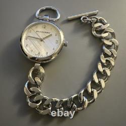 Burberry Waterloo Swiss Sterling Silver Chain Link Toggle Clasp Bracelet Watch