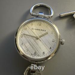 Burberry Waterloo Swiss Sterling Silver Chain Link Toggle Clasp Bracelet Watch