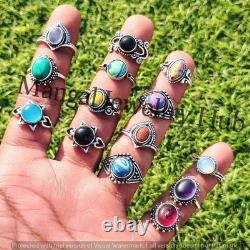 Calsilica & Mix Gemstone 925 Sterling Silver Plated Rings Fashion Lot Jewellery
