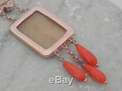Cameo Coral Pendant 22Kt Pink Gold over Sterling Silver Made in Italy