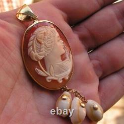 Cameo pendant original hand-carved Shell Woman's ITALY LOVELY MADE IN ITALY
