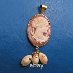 Cameo pendant original hand-carved Shell Woman's ITALY LOVELY MADE IN ITALY