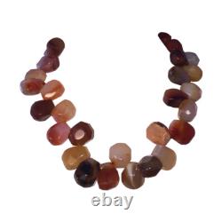 Carnelian Hand Made Sterling Silver Faceted Bead Necklace