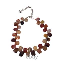 Carnelian Hand Made Sterling Silver Faceted Bead Necklace
