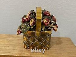 Cartier Hand Made Sterling Silver Strawberry & Wild Flowers Basket Figurine