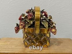 Cartier Hand Made Sterling Silver Strawberry & Wild Flowers Basket Figurine