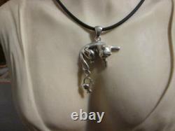 Cat and Mouse pendant made sterling silver 925-artisan product