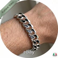 Celestara Jewelry, 925 Sterling Silver Cuban Link Bracelet, Italian-Made Solid