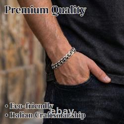 Celestara Jewelry, 925 Sterling Silver Cuban Link Bracelet, Italian-Made Solid