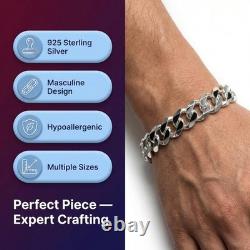 Celestara Jewelry, 925 Sterling Silver Cuban Link Bracelet, Italian-Made Solid
