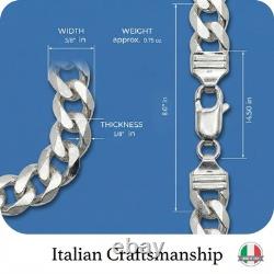 Celestara Jewelry, 925 Sterling Silver Cuban Link Bracelet, Italian-Made Solid