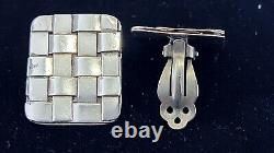 Celia Sebiri Signed Lovely Hand Made Sterling Silver Woven Design Clip Earrings