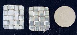 Celia Sebiri Signed Lovely Hand Made Sterling Silver Woven Design Clip Earrings