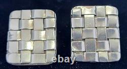 Celia Sebiri Signed Lovely Hand Made Sterling Silver Woven Design Clip Earrings