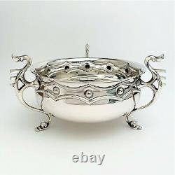 Celtic Revival Sterling Silver Footed Bowl Made in London- Tudric/Scandinavian