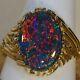 Certified Natural Black Opal 925 Sterling Silver Handmade Ring Gift Free Ship