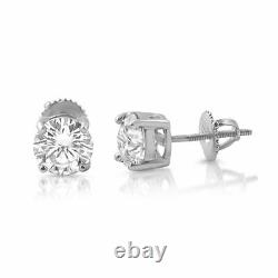 Certified VVS Moissanite Solitaire Stud Earrings 925 Sterling Silver 14K Gold