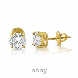 Certified VVS Moissanite Solitaire Stud Earrings 925 Sterling Silver 14K Gold