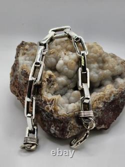 Chain link, 925 STERLING SILVER, hand made, highpolished, 7.5 , biker bracelet #2