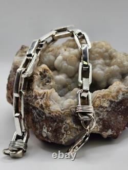 Chain link, 925 STERLING SILVER, hand made, highpolished, 7.5 , biker bracelet #2