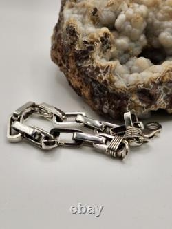 Chain link, 925 STERLING SILVER, hand made, highpolished, 7.5 , biker bracelet #2