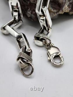 Chain link, 925 STERLING SILVER, hand made, highpolished, 7.5 , biker bracelet #2