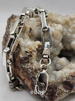 Chain link, 925 STERLING SILVER, hand made, highpolished, 7.5 , biker bracelet #2