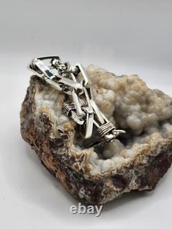 Chain link, 925 STERLING SILVER, hand made, highpolished, 7.5 , biker bracelet #2