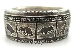 Chinese Zodiac coin ring. Made from pure. 999 Silver coin. Good luck ring