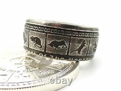 Chinese Zodiac coin ring. Made from pure. 999 Silver coin. Good luck ring