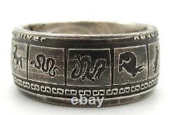 Chinese Zodiac coin ring. Made from pure. 999 Silver coin. Good luck ring