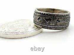 Chinese Zodiac coin ring. Made from pure. 999 Silver coin. Good luck ring