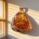 Chunky Hand Made Sterling Silver and Baltic Amber Pendant 15.6g