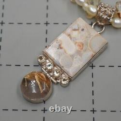 Citrine and Freshwater Pearl necklace Sterling silver beads & Clasp Artisan Made