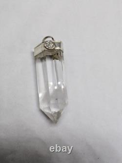 Clear Terminated Quartz Ethiopian Opal Artisan Made Sterling Silver Pendant. A5a