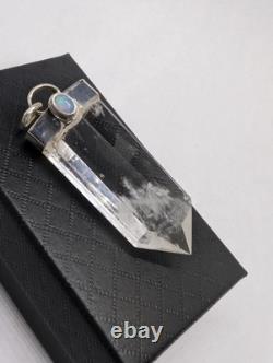 Clear Terminated Quartz Ethiopian Opal Artisan Made Sterling Silver Pendant. A5a