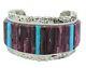 Clinton Pete, Bracelet, Inlay, Turquoise, Purple Spiny Oyster, Navajo Made, 6.75