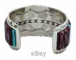 Clinton Pete, Bracelet, Inlay, Turquoise, Purple Spiny Oyster, Navajo Made, 6.75