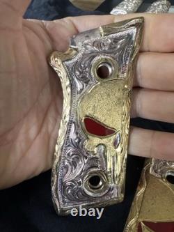 Compact Berreta Grips 925 Sterling Silver Gold Plated Hand Made Handmade