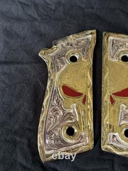 Compact Berreta Grips 925 Sterling Silver Gold Plated Hand Made Handmade