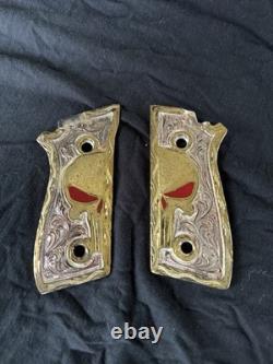 Compact Berreta Grips 925 Sterling Silver Gold Plated Hand Made Handmade