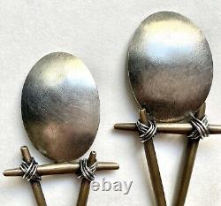 Cool Postmodern Studio Made Sterling Silver & Bronze Earrings, 1992 Vintage Clip