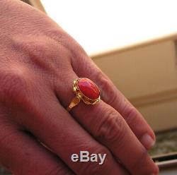 Coral Original Natural Heart Ring Silver Gold Made In Italy Handmade