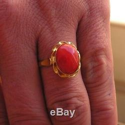 Coral Original Natural Heart Ring Silver Gold Made In Italy Handmade